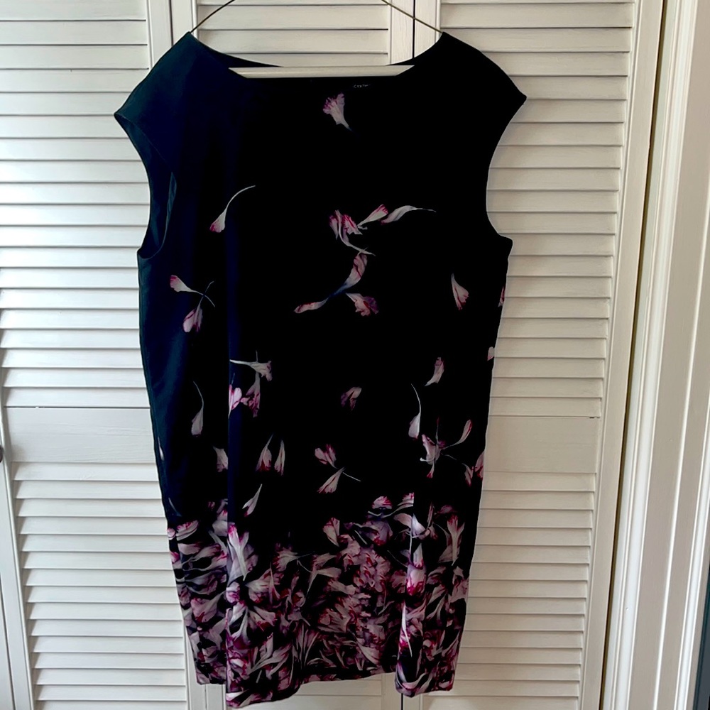 Simple black white, purple and pink straight dress, women’s size 12